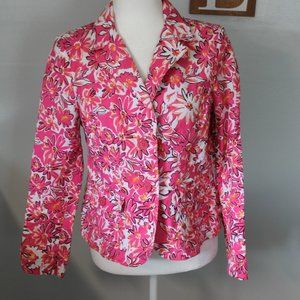 Studio Works Button-Front Floral Linen Blend Jacket